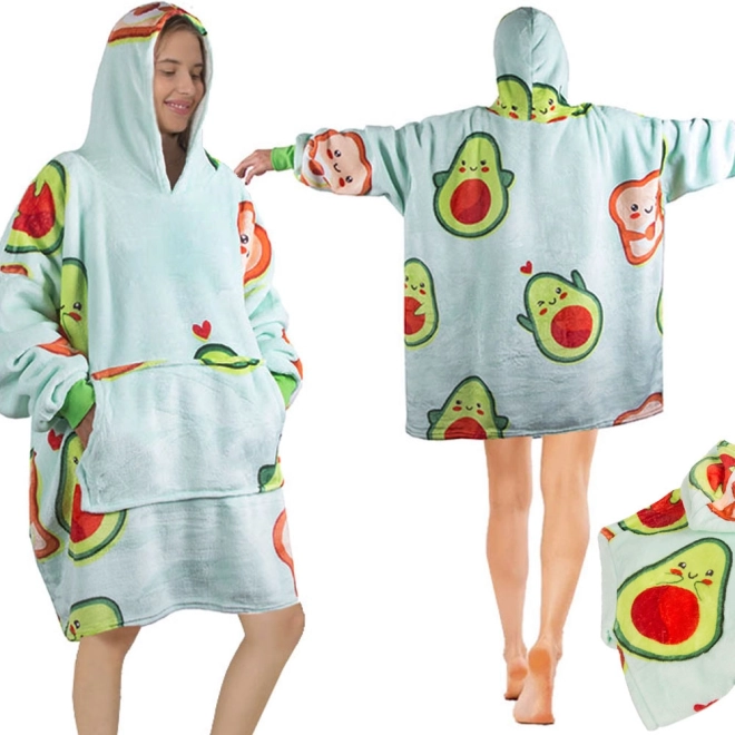 Topla oversize avokado hoodie-deka s kapuljačom
