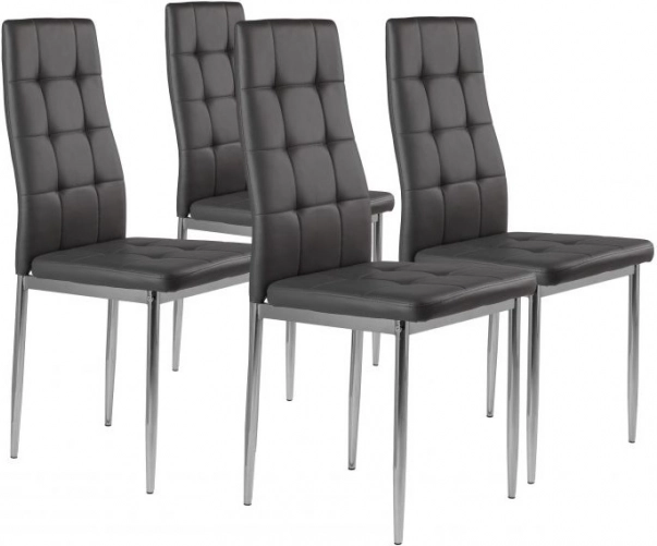 Set 4 modernih sivih stolica s prošivenim sjedalom