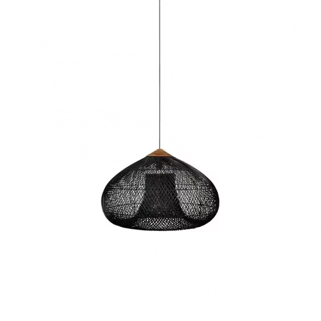Stropna viseća lampa od prirodnog ratana - 40 cm - crna