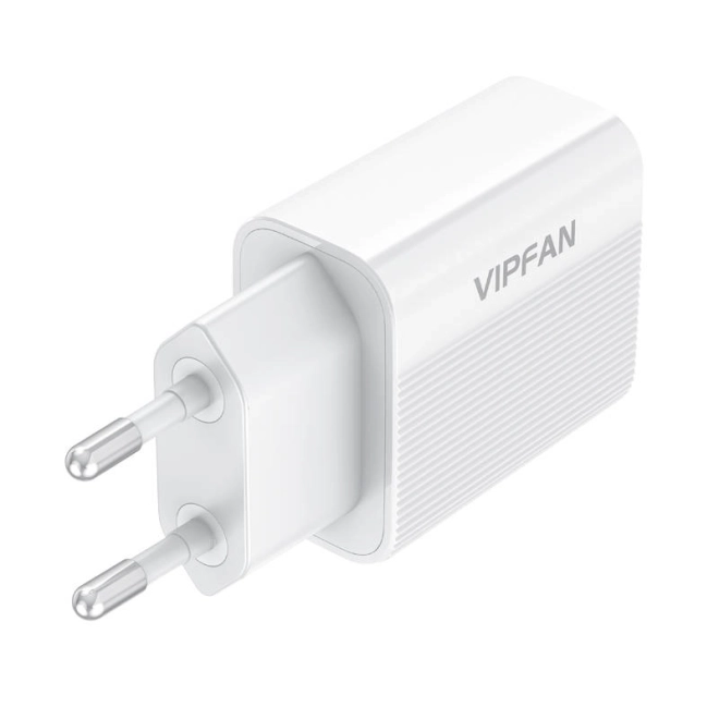 Zidni punjač VFAN E01, 1x USB, 2,4 A (bijela)