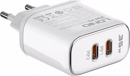 Mrežni punjač LDNIO 35 W s dva USB‑C za iPhone + kabel USB‑C – Lightning