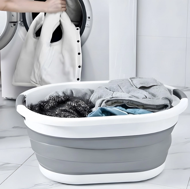 Sklopiva košara za rublje bijelo-siva 20 L od ModernHome