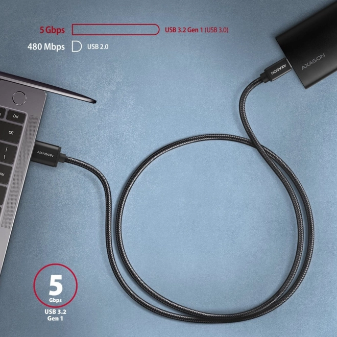 USB-C na USB-A kabel 1,5 m USB 3.2 Gen 1 3A ALU pletivo