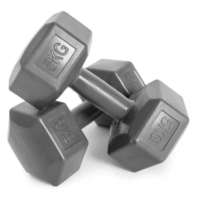Set šesterokutnih utega 2x5 kg siva ModernHome