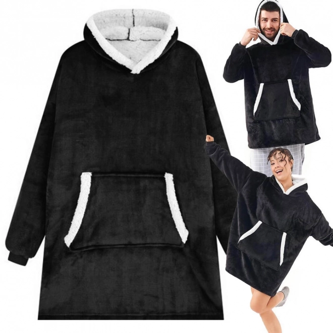 Topla oversize majica s kapuljačom i krznom