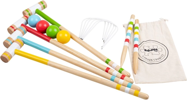 Dječji drveni kroket za vrt BIGJIGS TOYS
