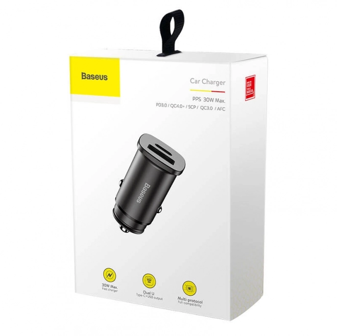 Brzi punjač za auto Baseus 30W crni