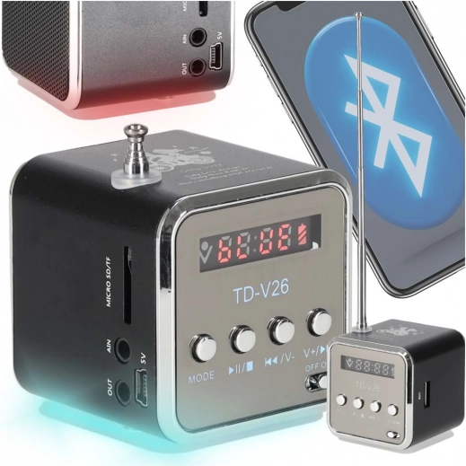 Prijenosni akumulatorski radio i bluetooth zvučnik s LCD-om
