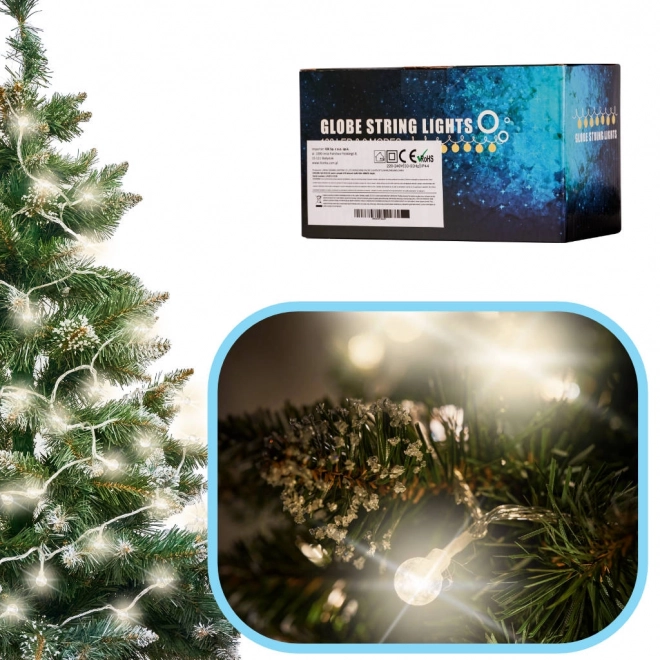 Božićna rasvjeta loptice 100 LED, topla bijela, 10m