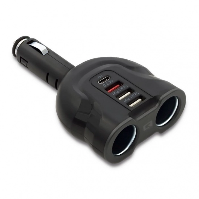 Razdjelnik utičnice upaljača automobila 12-24V | 52W | 2,4A |2xUSB | USB QC 3.0 | USB-C PD | 2x utičnica upaljača za cigarete