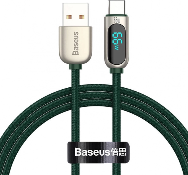 Baseus USB na USB‑C kabel s zaslonom 66 W, 1 m, zeleni