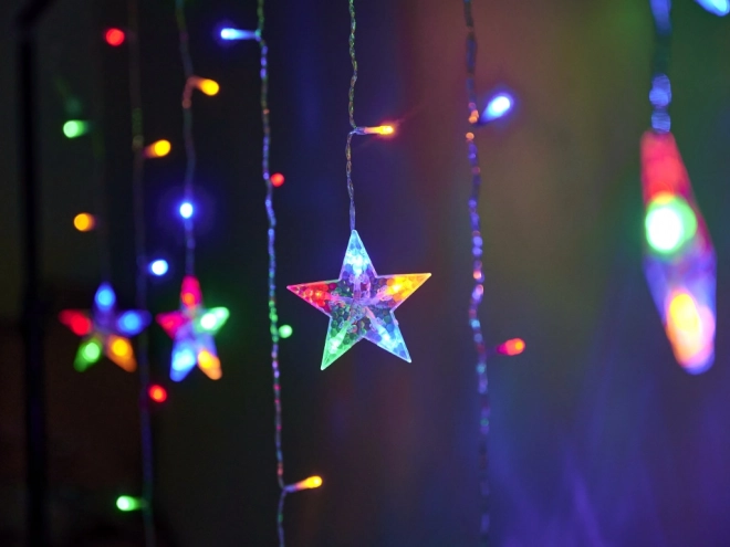 LED šareni zavjes s božićnim motivima - 2,5 m, 138 LED