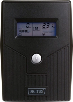 DIGITUS UPS line-interactive s LCD-om, 600 VA (360 W), AVR, 2x Schuko