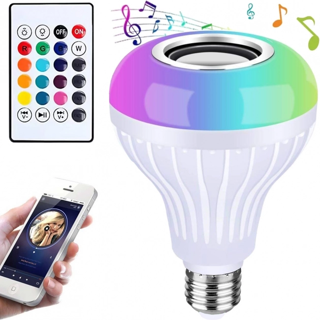 RGB LED žarulja s reproduktorom i daljinskim upravljačem