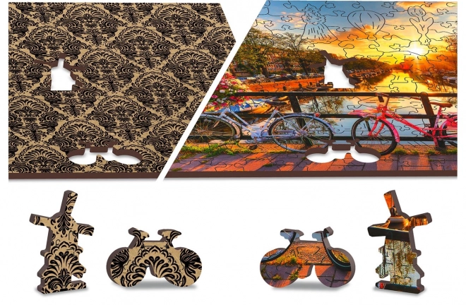 Drvene puzzle Bicikli u Amsterdamu 2u1