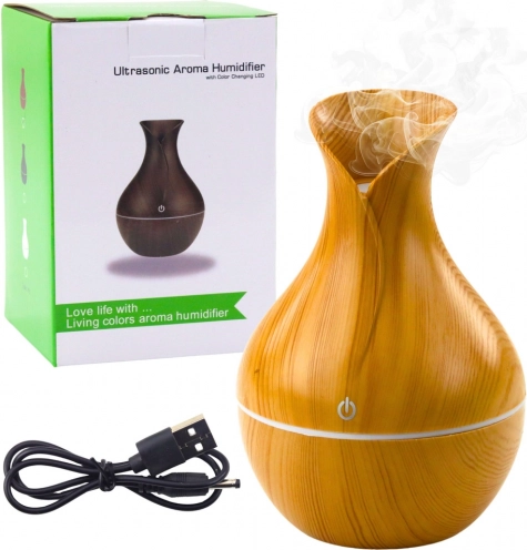 Ultrazvučni aroma difuzor i ovlaživač zraka s imitacijom drva 130 ml