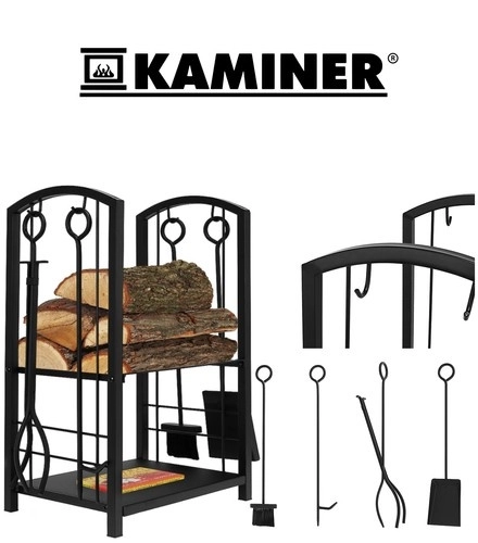 Stalak za drva uz kamin s priborom Kaminer