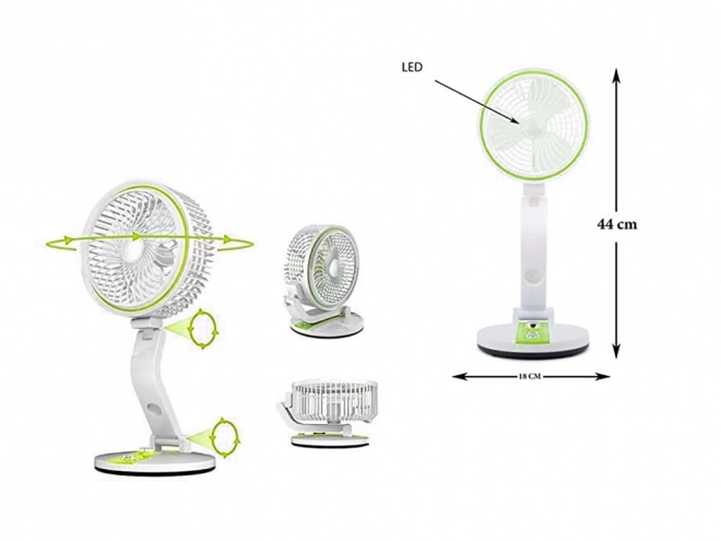 Prijenosni sklopivi ventilator s LED svjetlom