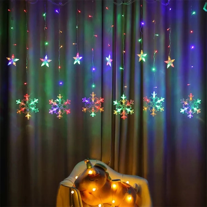 Božićna LED svjetla pahuljice i zvijezde zavjesa 138LED