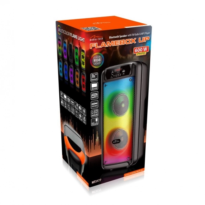 Reproduktor FLAMEBOX UP MT3177 Bluetooth 5.0/Fm/MP3/MicroSD/USB/RGB/RMS 14W/PMPO 600W