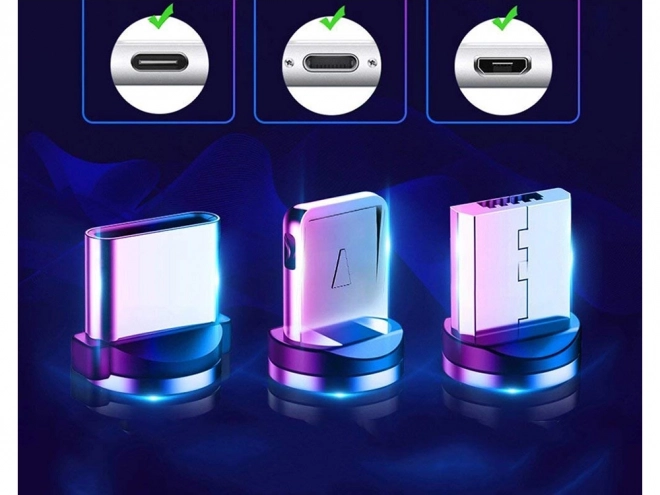 Magnetski punjač kabel 3u1 micro USB, tip-c i lightning, 1m