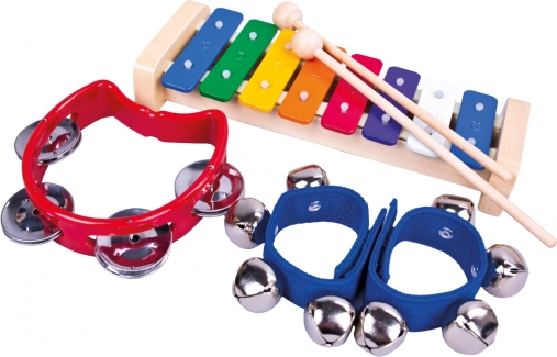 BINO set od 3 glazbena instrumenta za djecu (ksilofon, tamburin, zvončići)
