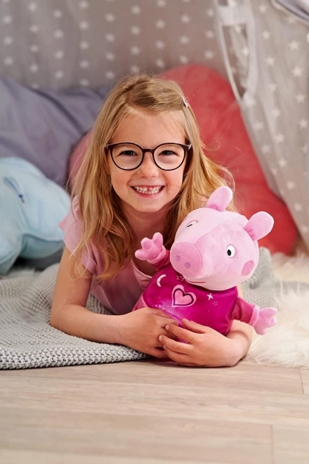 Peppa Pig 2u1 plišani jastučić za uspavljivanje, svira + svjetlo, ružičasti, 25 cm