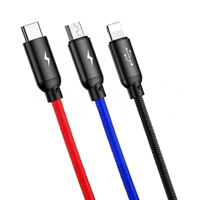 Baseus brzi USB kabel 3u1 s konektorima Type C / Lightning / Micro 3A 1,2M - crni