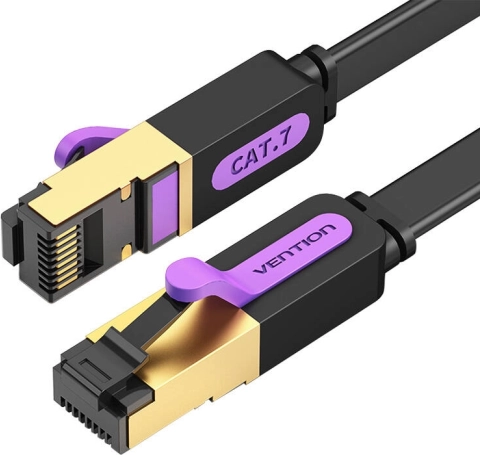 Plosnati mrežni kabel UTP CAT7 Vention ICABF RJ45 Ethernet 10Gbps 1m crni
