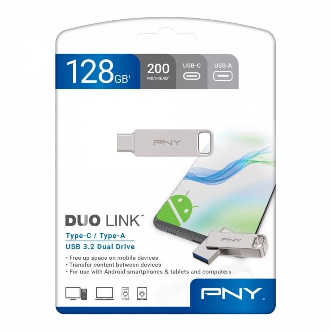 USB flash disk 128GB PNY DUO LINK USB 3.2 Type-C