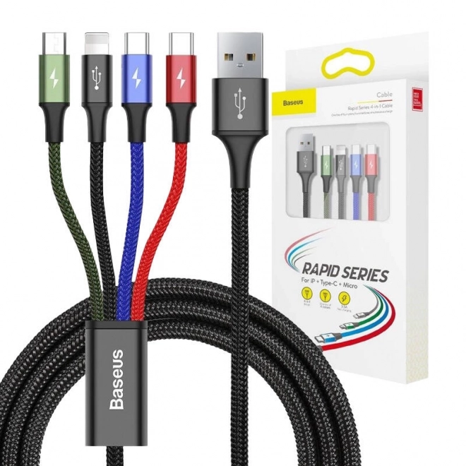 Baseus Brzi USB kabel 4u1 2xUSB-C / Lightning / Micro 3,5A 1,2m - crni