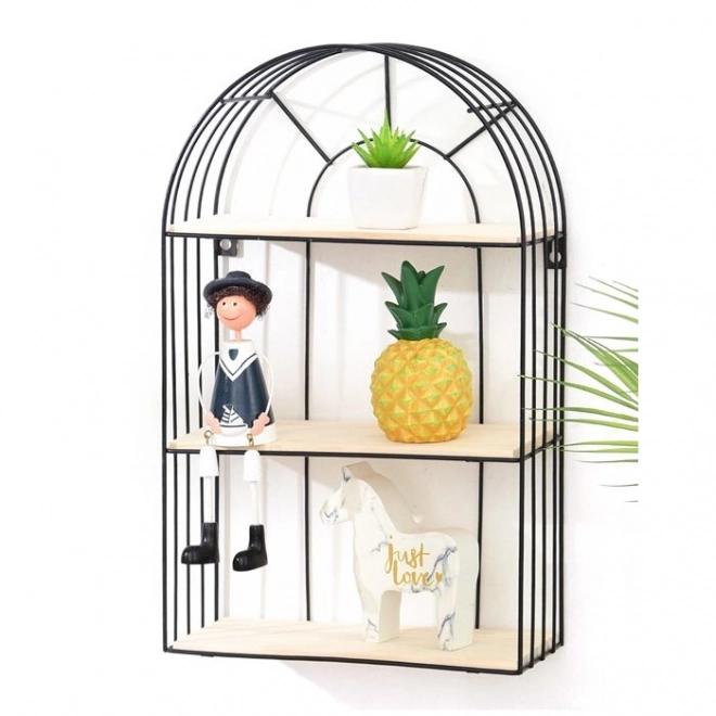 Zidna polica, crna, dekorativna, stil LOFT - visina 45 cm