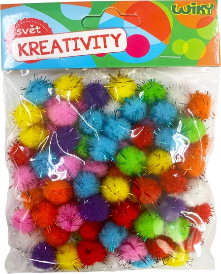 Pom pom šljokičasti 15 mm, 80 kom
