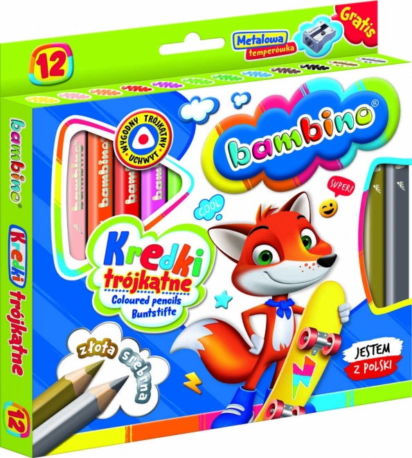 Trokutaste bojice s šiljilom Bambino - 12 komada