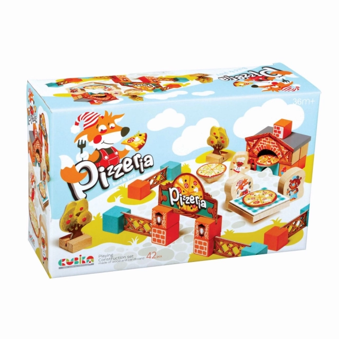 CUBIKA 14835 Pizzeria - drvena građevna igračka s kartonskim dodacima