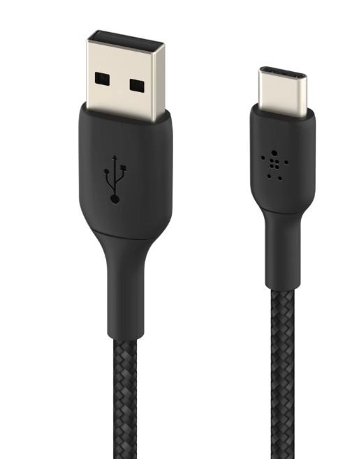 Pleteni kabel USB-C na USB-A 2m crni