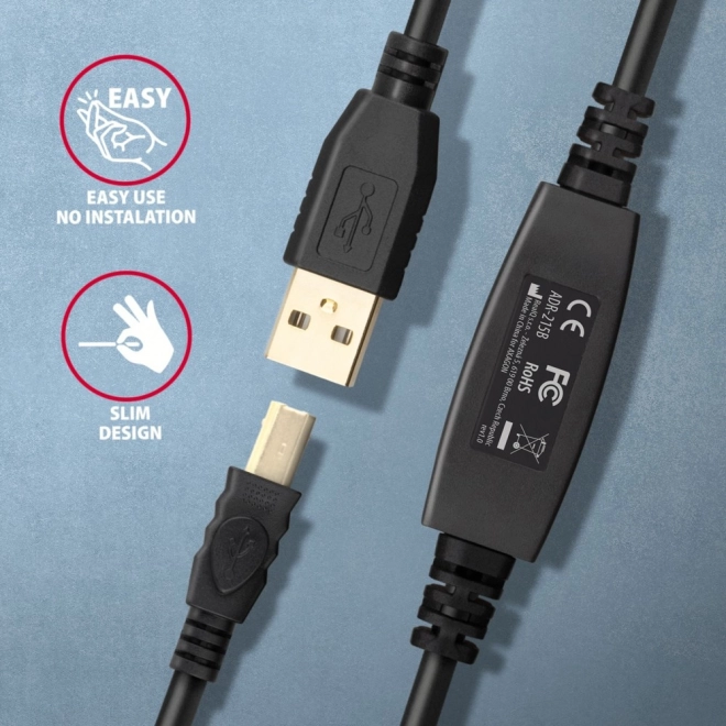 ADR-215B USB 2.0 A-M -> B-M aktivni povezni kabel/pojačalo 15 m