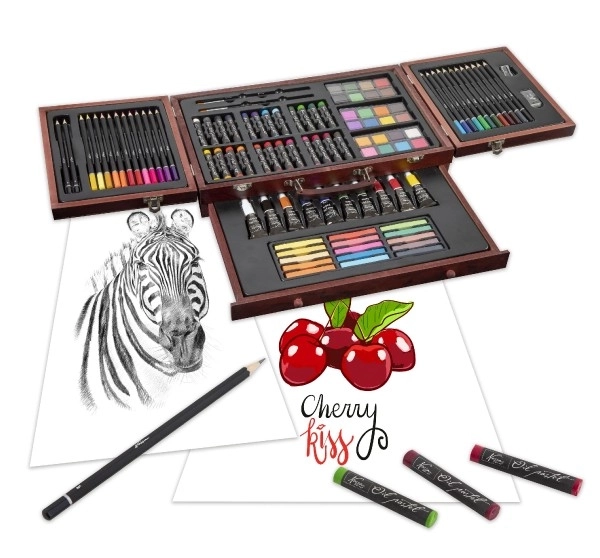 Set za slikanje - Art box kreativni set od 103 komada u drvenom kovčegu u kutiji 39x27x9 cm