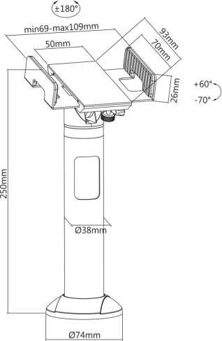 Ergonomski nagib +60° do −70°