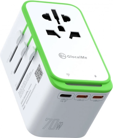 Univerzalni putni adapter s 4G/LTE Wi‑Fi hotspotom GLOCALME Roamplug (70 W)