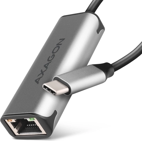 USB‑C 3.2 Gen 1 2,5GbE adapter AXAGON s čipom Realtek RTL8156B, sivi