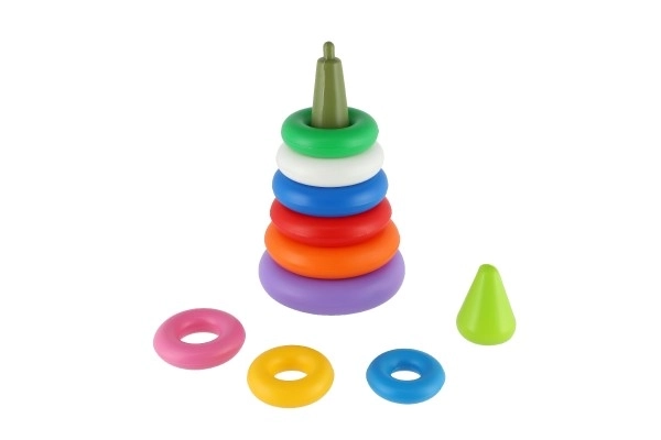 Slagalica piramida s prstenovima plastika 2 boje u mreži 15x31cm 12m+