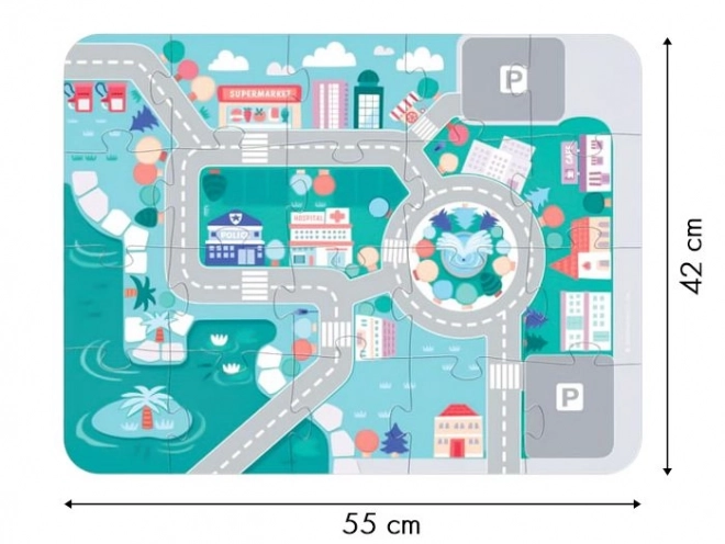 Drvene edukativne kocke grad s podlogom 115 kom ECOTOYS
