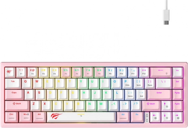 Mehanička gaming tipkovnica RGB ružičasto-bijela