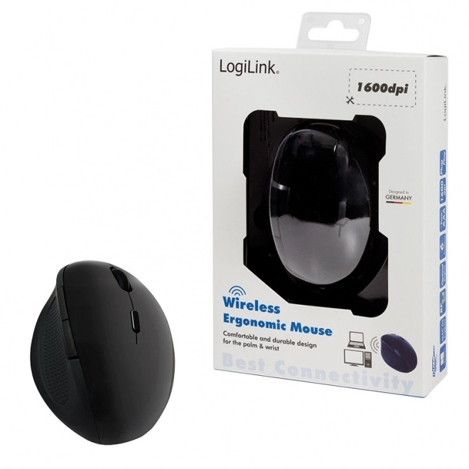 Ergonomski bežični optički miš 2.4GHz 1600dpi crna