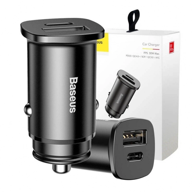 Brzi punjač za auto Baseus 30W crni