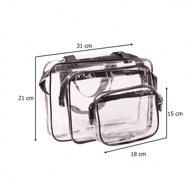 Set prozirnih putnih kozmetičkih torbica - 3 komada