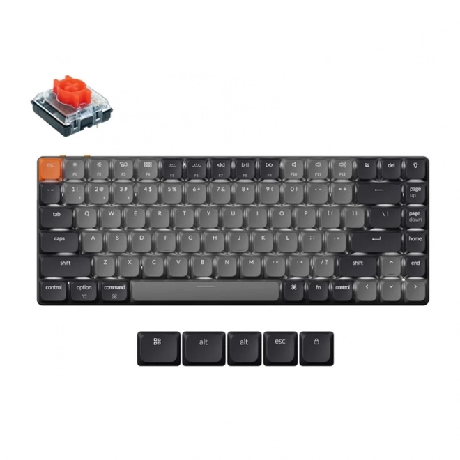 Bežična niskoprofilna tipkovnica Keychron K3 LED Crveni Prekidač siva