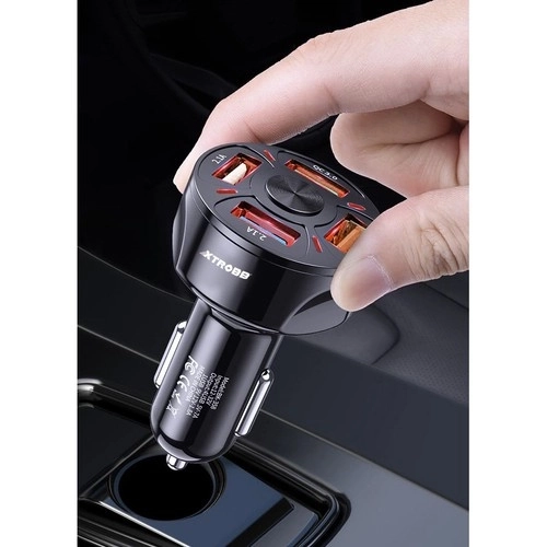 4x USB punjač za auto + Xtrobb 19907 kabel