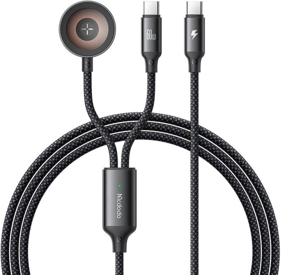 Mcdodo 2-u-1 USB-C kabel i punjač za Apple Watch, 60 W, 1,2 m